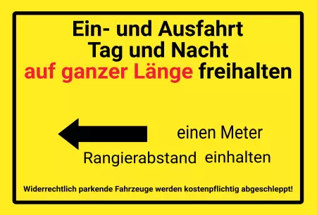 Parken verboten Schild Parken - Verkehr 1 Meter Rangierabstand einhalten Bild