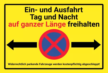 Parken verboten Schild Parken - Verkehr Ein- und Ausfahrt auf ganzer Länge freihalten! Bild