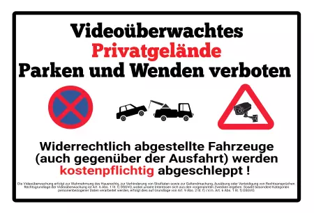 Parken verboten Schild Parken - Verkehr Videoüberwachtes Privatgelände Bild