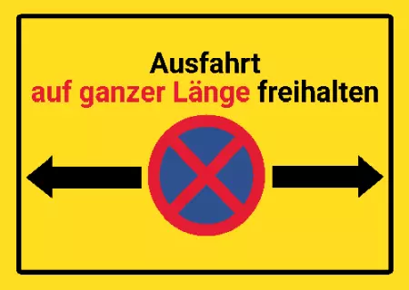 Parken verboten SchildParken - Verkehr Ausfahrt auf ganzer Länge freihalten Bild