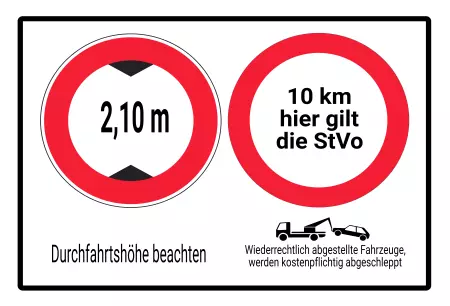 Parken verboten Schild Parken - Verkehr Durchfahtshöhen beachten Bild
