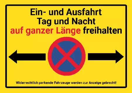 Parken verboten SchildParken - Verkehr Ein- Ausfahrt Tag und Nacht freihalten Bild