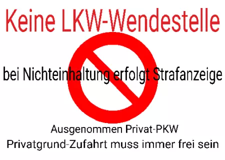 Parken verboten SchildParken - Verkehr Keine LKW-Wendestelle Bild